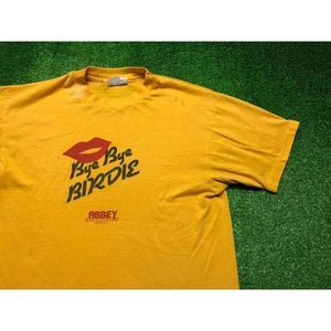 Vintage 1983 Abbey Bye Bye Birdie Men's Single Stitch Tee Small Yellow USA